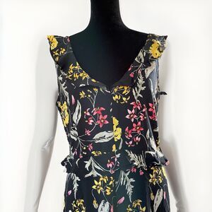 Express - Shorts Romper Sleeveless Black Pattern Ruffle Details Low Back Size 12